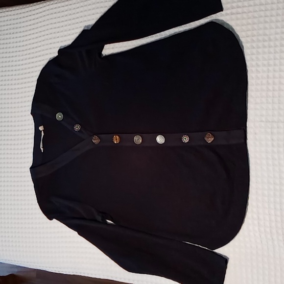 Soft Surroundings Delia Button Long Sleeve Top Black Size Petite Small - Picture 10 of 15